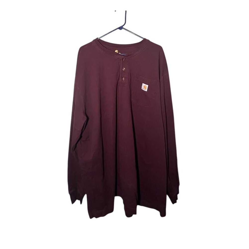 Carhartt Men's Original Fit Long Sleeve Workwear T Shirt Burgundy Size 2XL